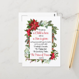 Jesaja 9:6 Vredevorst Kerstmis Poinsettia Briefkaart