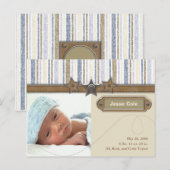 Jesse Cole Birth kondiging Aankondigingskaart (Voorkant / Achterkant)