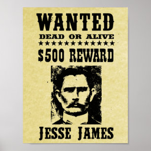 Jesse James Old Wild West Replica Wanted Poster