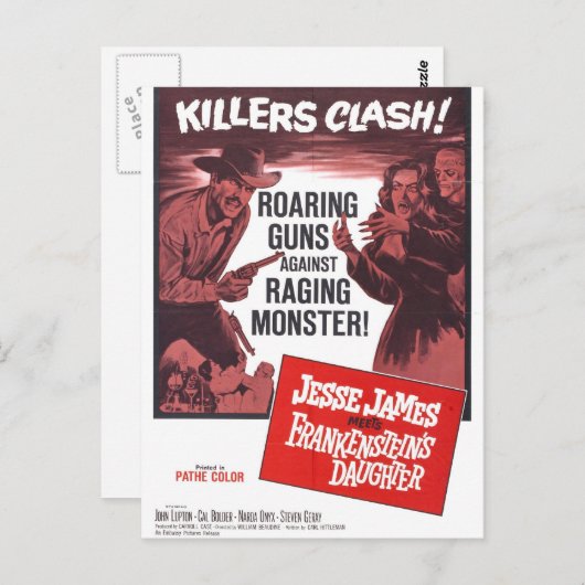 Jesse James rencontre Frankenstein Daughter Carte  (Devant / Derrière)