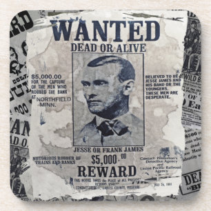 Jesse James Wanted Poster Drankjes Onderzetter