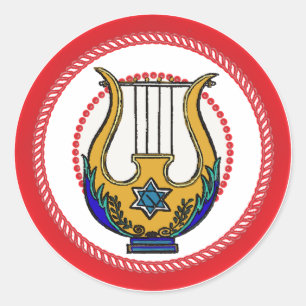 Jesse Tree David's Harp Ronde Sticker