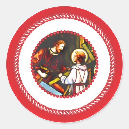 Jesse Tree St. Joseph en Christus Ronde Sticker (Voorkant)