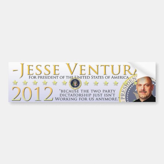 Jesse Ventura 2012 Bumpersticker - Wit (Voorkant)