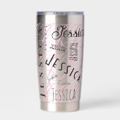 Jessica Custom Name Black Pink Geïsoleerde Drinkbeker (Achterkant)