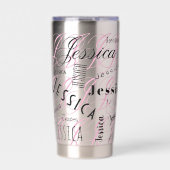 Jessica Custom Name Black Pink Geïsoleerde Drinkbeker (Voorkant)