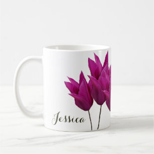 Jessica naam roze tulp bloemen Koffiemok