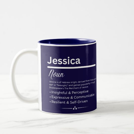 Jessica Personalized Girl Name Meaning Coffee Mug (Gauche)