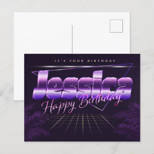 Jessica prénom carte postale violet anniversaire