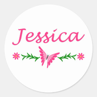 Jessica (roze vlinder) ronde sticker
