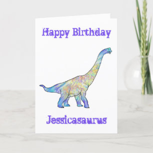 Jessica saurus Kleurrijke Brachiosaurus Dinosaurie Feestdagen Kaart