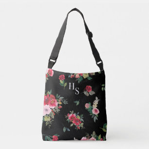 Jessica Waterverf Monogrammed Floral in zwart Crossbody Tas