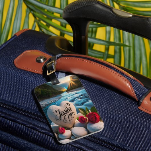 Jessica's Heart stone River Bagagelabel (Voorkant Insitu 1)