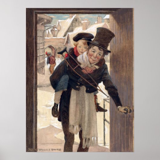 Jessie Willcox Smith - Tiny Tim op kerstdag Poster (Voorkant)
