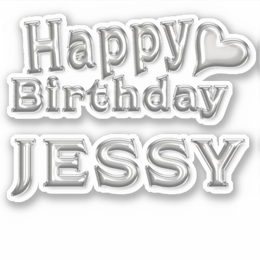 Jessy Happy Birthday silver Aufkleber Sticker (Voorkant)