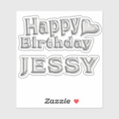 Jessy Happy Birthday silver Aufkleber Sticker (Vel)