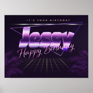 Jessy Nom Vorname lila retro Poster Geburtstag