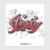 Jessy rouge Heart Graffiti Autocollant Sticker (Feuille)
