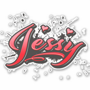 Jessy rouge Heart Graffiti Autocollant Sticker