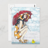 Jester Avec Parapluie + Cartes Postales En Caoutch (Devant / Derrière)