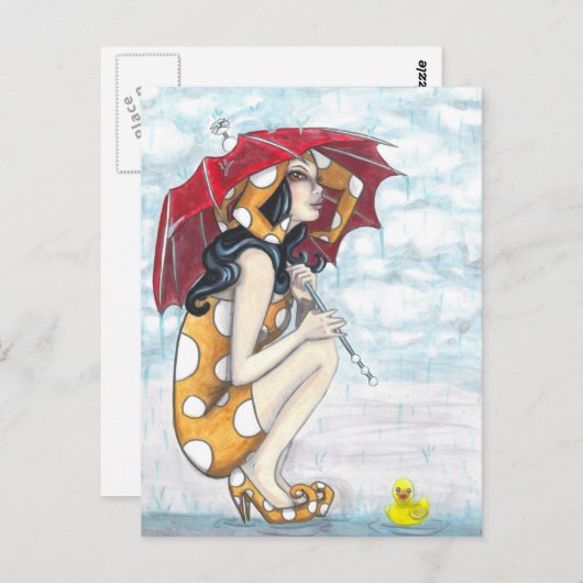 Jester Avec Parapluie + Cartes Postales En Caoutch (Devant / Derrière)