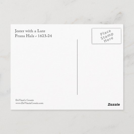 Jester avec une carte postale en liet (Dos)