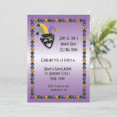 Jester, Beads, Mardi Gras Party Invitation (Debout devant)