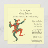 Jester Birthday Party Kaart (Voorkant / Achterkant)