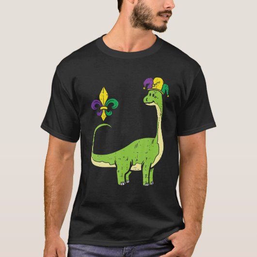 Jester Brachiosaurus Apatosaurus Cute Mardi Gras B T-shirt (Voorkant)