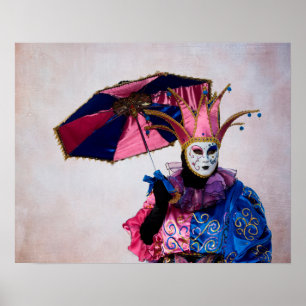 Jester Carnavalskostuum, Venetië Poster