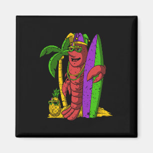 Jester Crawfish Surfer Mardi Gras Surfing Carnaval Magneet