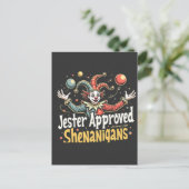 Jester Goedgekeurd Shenanigans Circus Clown Briefkaart (Staand voorkant)