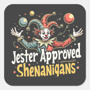 Jester Goedgekeurd Shenanigans Circus Clown Vierkante Sticker
