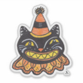 Jester Halloween Hand getrokken Cat Sticker (Voorkant)