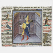 JESTER HOLDING OWL MEDIEVAL MANUSCRIPT FLEECE DEKEN (Voorkant (Horizontaal))