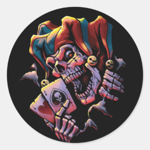 Jester Kaart Player Ronde Sticker