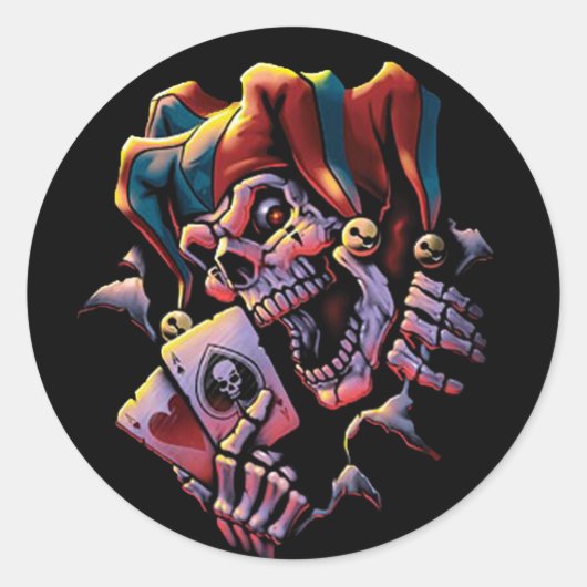 Jester Kaart Player Ronde Sticker (Voorkant)