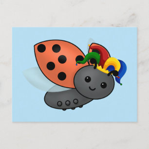 Jester Ladybug Classic Round Sticker Briefkaart