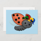 Jester Ladybug Classic Round Sticker Briefkaart (Voorkant / Achterkant)