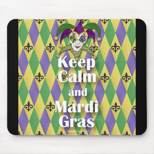 Jester Mask Blijf Kalmpjes en Mardi Gras Muismat (Voorkant)
