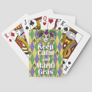 Jester Mask Blijf Kalmpjes en Mardi Gras Pokerkaarten