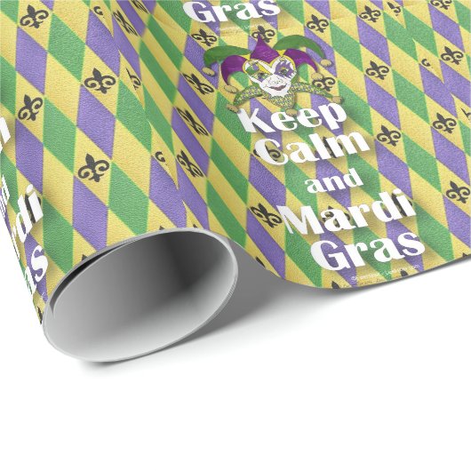 Jester Mask Keep Calm en Mardi Gras Cadeaupapier (Rol Hoek)