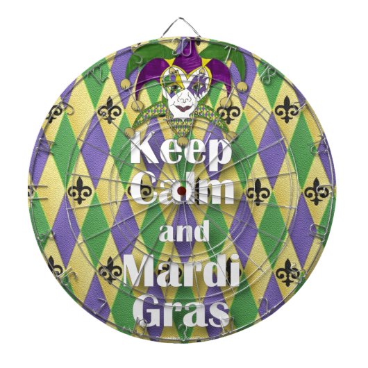 Jester Mask Keep Calm en Mardi Gras Dartbord (Voorkant)