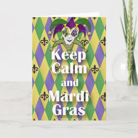 Jester Mask Keep Calm en Mardi Gras Kaart (Voorkant)