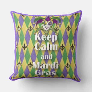 Jester Mask Keep Calm en Mardi Gras Kussen