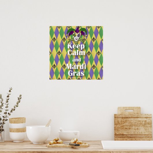 Jester Mask Keep Calm en Mardi Gras Poster (Keuken)