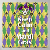 Jester Mask Keep Calm en Mardi Gras Poster (Voorkant)
