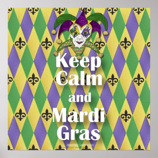 Jester Mask Keep Calm en Mardi Gras Poster (Voorkant)