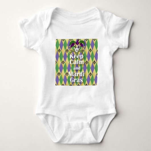 Jester Mask Keep Calm en Mardi Gras Romper (Voorkant)