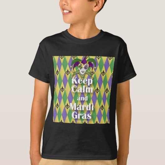 Jester Mask Keep Calm en Mardi Gras T-shirt (Voorkant)